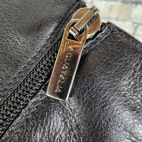 Aquatalia Black Leather Ankle Boot Side Zip Almond Toe Size 7 1/2 Made in Italy - Picture 5 of 11